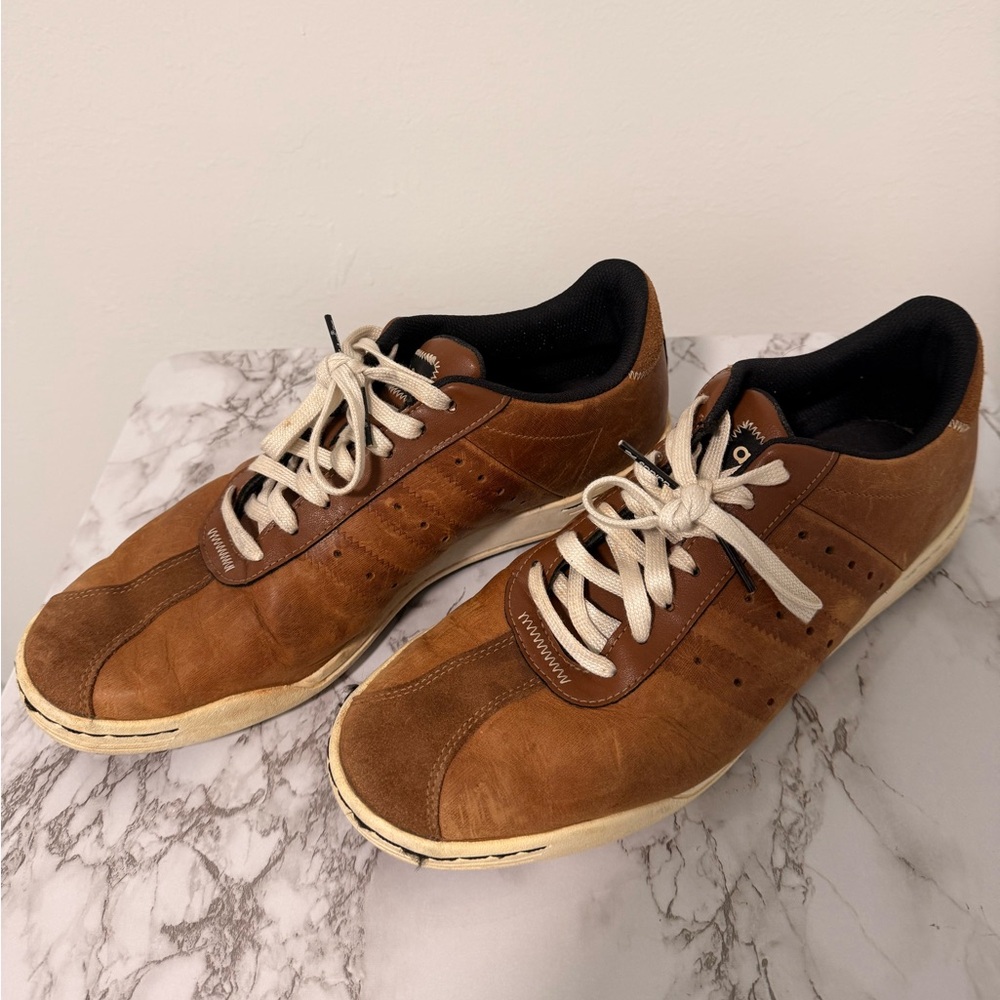 AdidasMen's Brown Leather Casual Sneakers Size 11
